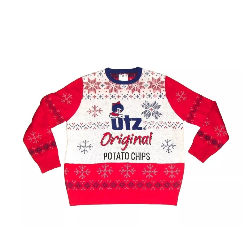 Utz Potato Chips Route One Apparel Mens Ugly Christmas Sweater sz. Large New